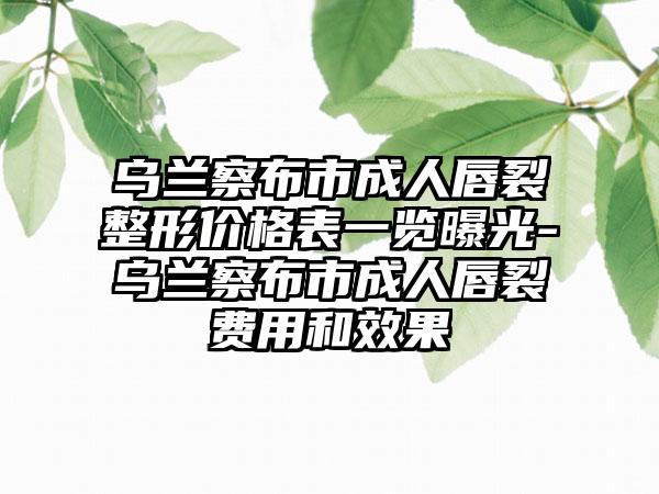 乌兰察布市成人唇裂整形价格表一览曝光-乌兰察布市成人唇裂费用和效果