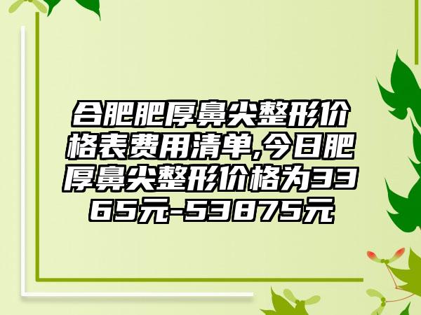 合肥肥厚鼻尖整形价格表费用清单,今日肥厚鼻尖整形价格为3365元-53875元