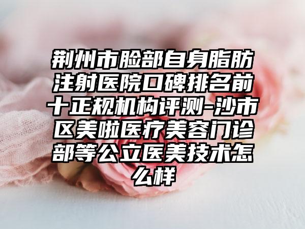 荆州市脸部自身脂肪注射医院口碑排名前十正规机构评测-沙市区美啦医疗美容门诊部等公立医美技术怎么样