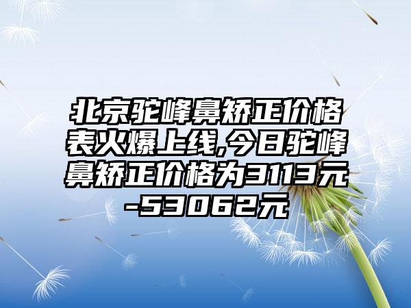 北京驼峰鼻矫正价格表火爆上线,今日驼峰鼻矫正价格为3113元-53062元