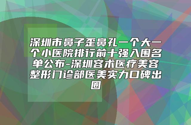 深圳市鼻子歪鼻孔一个大一个小医院排行前十强入围名单公布-深圳容术医疗美容整形门诊部医美实力口碑出圈