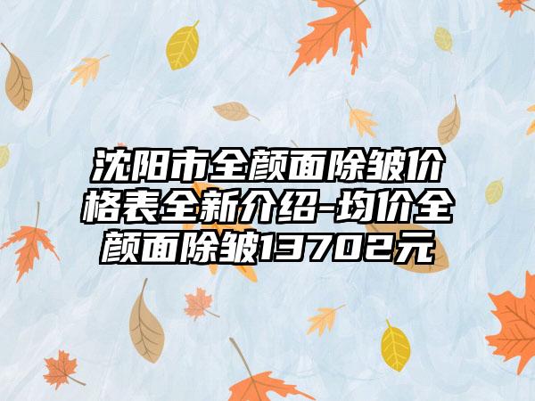 沈阳市全颜面除皱价格表全新介绍-均价全颜面除皱13702元