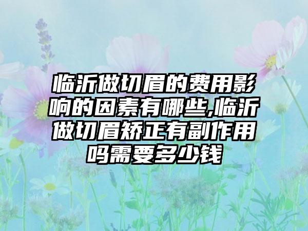 临沂做切眉的费用影响的因素有哪些,临沂做切眉矫正有副作用吗需要多少钱