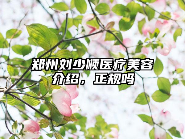 郑州刘少顺医疗美容介绍，正规吗