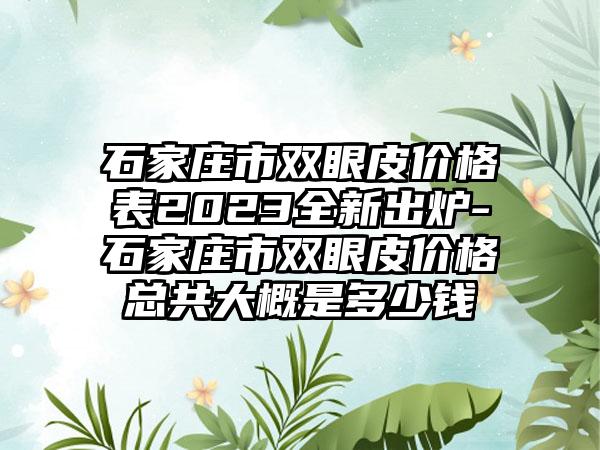 石家庄市双眼皮价格表2023全新出炉-石家庄市双眼皮价格总共大概是多少钱