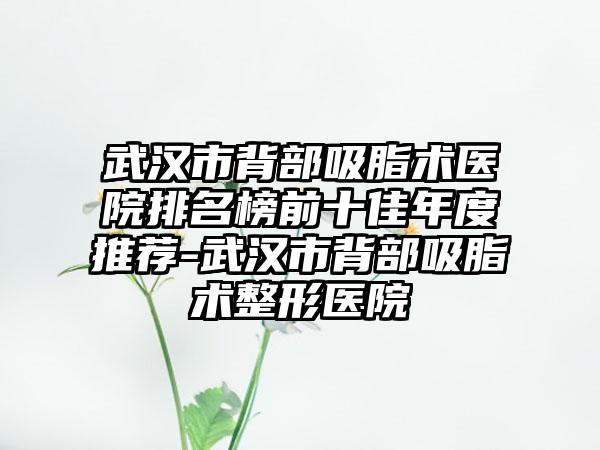 武汉市背部吸脂术医院排名榜前十佳年度推荐-武汉市背部吸脂术整形医院