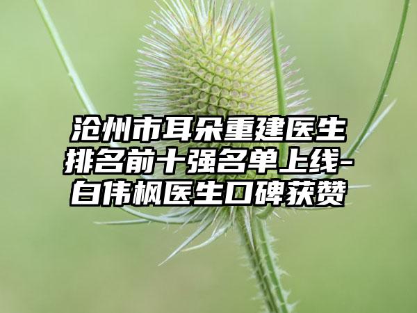 沧州市耳朵重建医生排名前十强名单上线-白伟枫医生口碑获赞